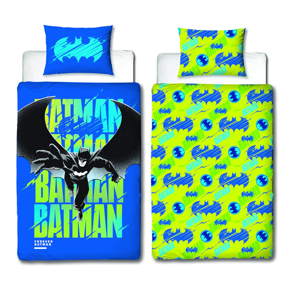 Character World Batman DC Officially Licensed City Brights Design Boys Single Duvet Cover Set | Reversible 2 Sided Bedding Including Matching Pillow Case | Perfect For Kids Bedroom