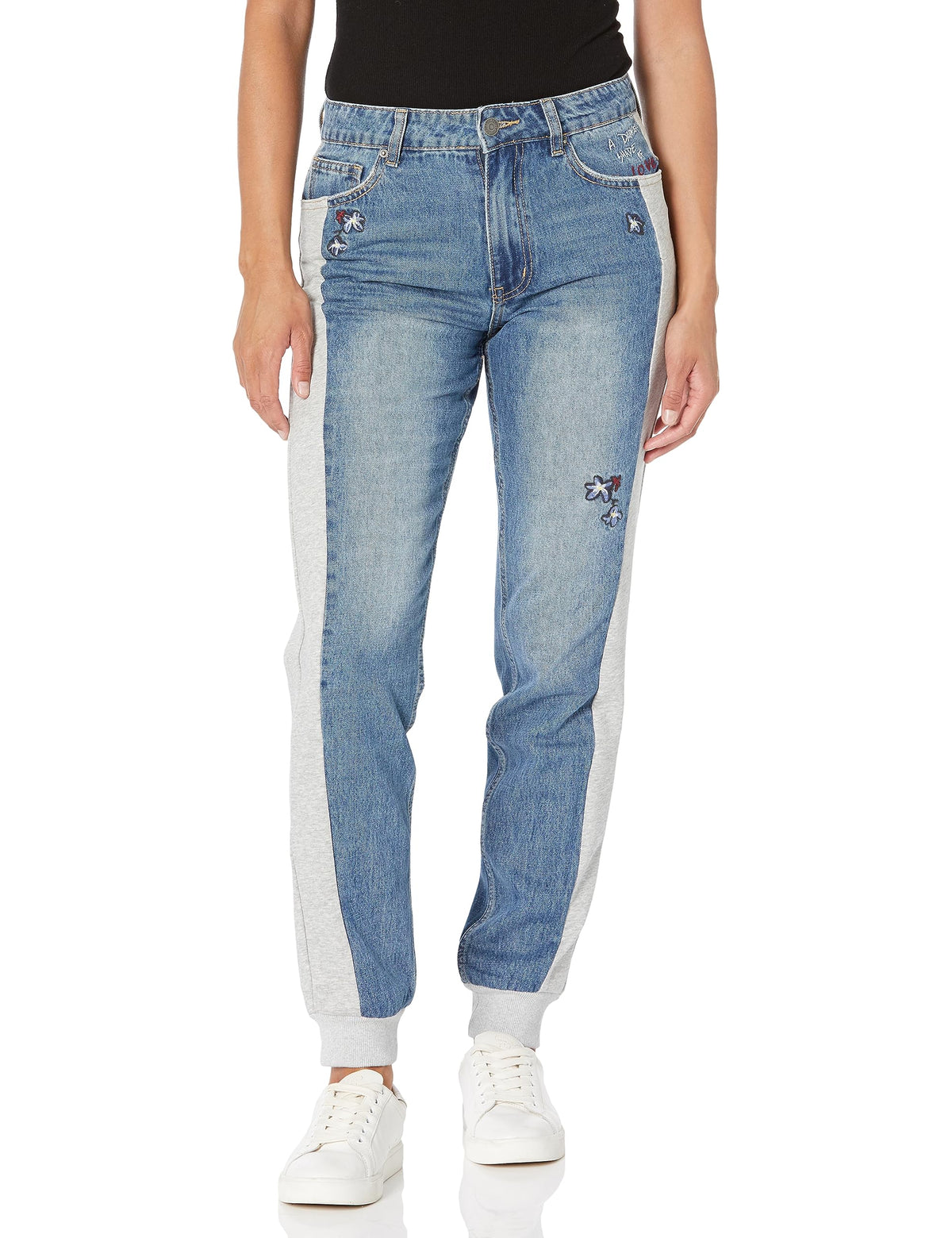 Desigual Women's Jeans, Blue, L (Regular Waist, Low Rise, MOM Leg, Stretchable, Long Length, 90% Cotton)