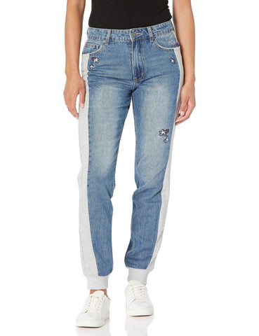 Desigual Women's Jeans, Blue, L (Regular Waist, Low Rise, MOM Leg, Stretchable, Long Length, 90% Cotton)