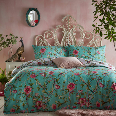 Furn Chinoiserie Vintage Duvet Set (King) (Bright Jade)