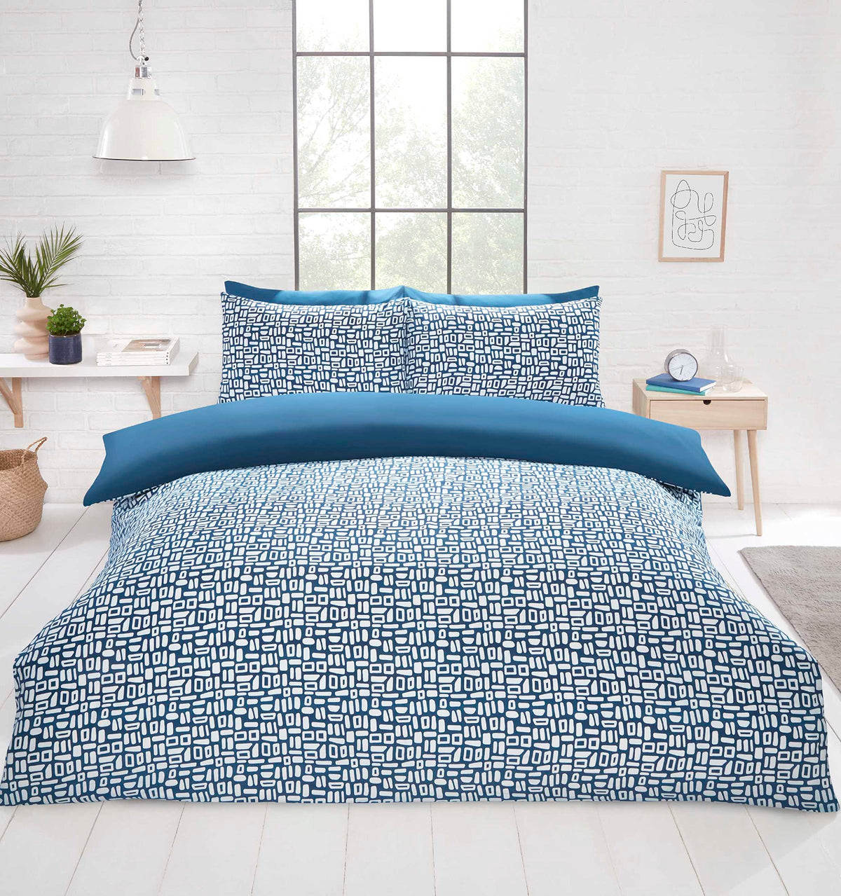 Rapport Home Pebbles Microfibre Duvet Cover Set Single-size Bedding Blue with Pillowcases included