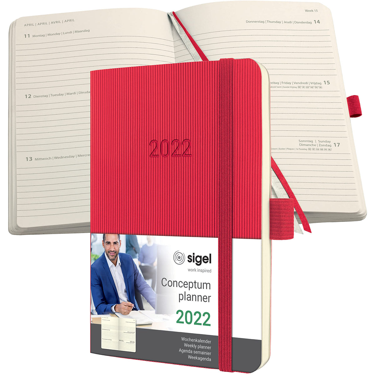 Sigel C2235 Conceptum Weekly Planner 2022-9,3 x 14 cm - Softcover - 176 Pages - red