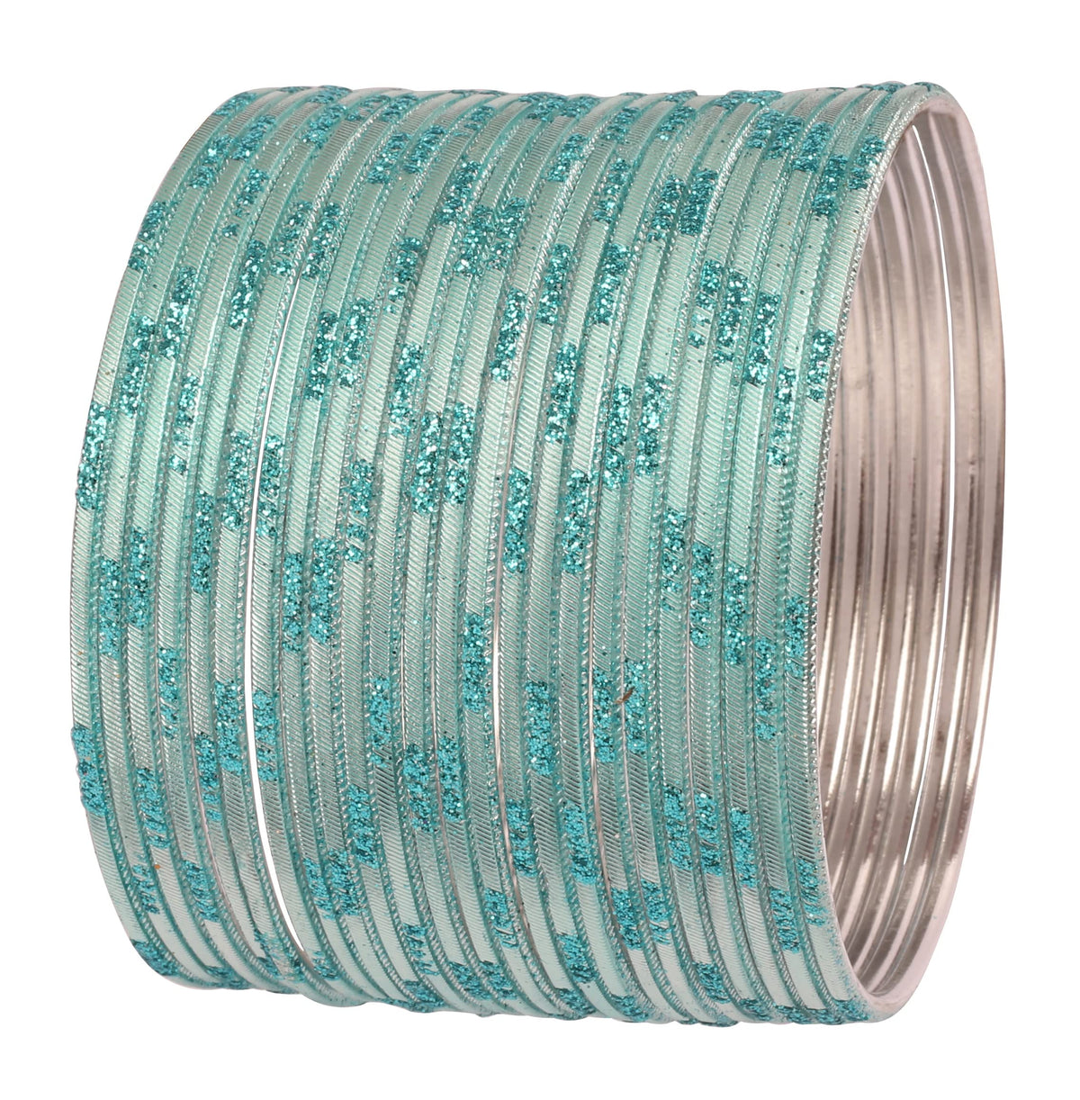 Touchstone New Indian Bollywood Fresh Fashion Trend Setter Engraved Work Scintillating Rhinestone Cool Sky Blue Pastel Designer Jewelry Adorable Bracelets Bangle. Set of 24.for Women.