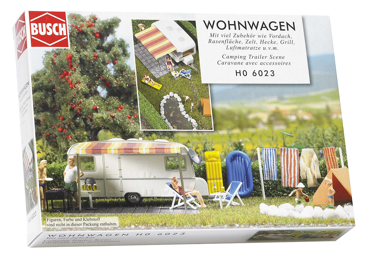 Busch 6023 Caravan with Accessories HO Scenery Scale Model Scenery