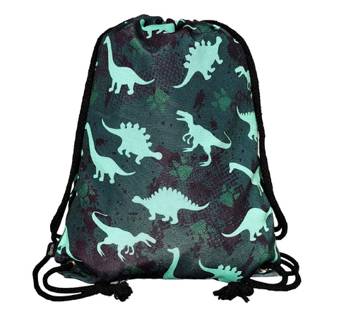 HECKBO kids dinosaur dino gym drawstring bag - 40x32cm - 12.6" x 15.8" - Lightweight string bag - kindergarten daycare crèche school football - children kids girl boy backpack, sports bag fabric bag