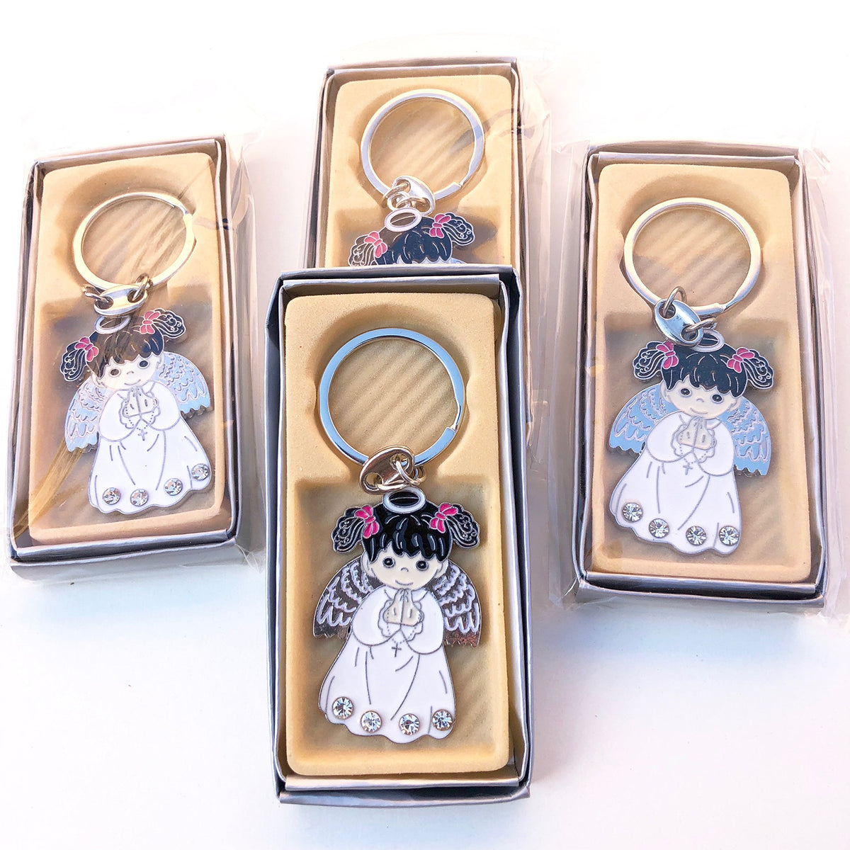 YRP 12 New White Angel Girl Keychain Baptism Party Favor