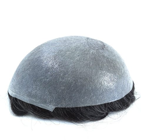 HAIR NATURE Men Toupee Hair Pieces, Human Hair Replacement Systems, Male Hair Units Ultra Thin Skin Natural Hairline #1B20