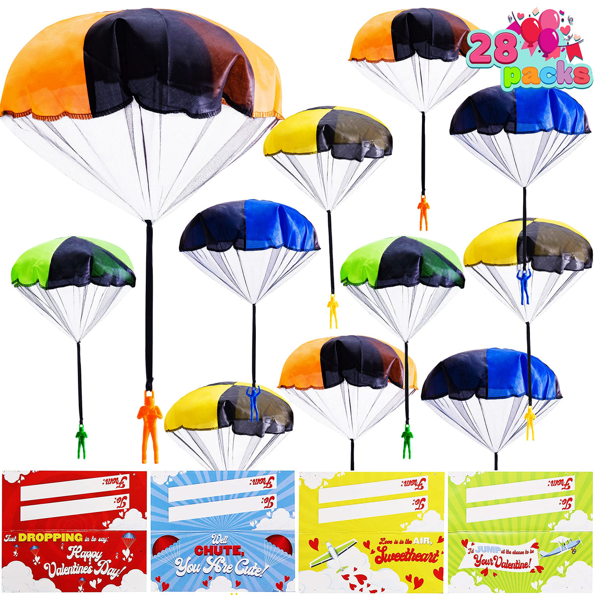 JOYIN 28 Pack Valentine's Day Parachute Toy with Cards,Army Soldiers Guys Toy, No Battery Throwing Hand Toy for Kids Party Favor, ValentineÃƒÆ’Ã†â€™Ãƒâ€šÃ‚Â¢ÃƒÆ’Ã‚Â¢ÃƒÂ¢Ã¢â€šÂ¬Ã…Â¡Ãƒâ€šÃ‚Â¬ÃƒÆ’Ã‚Â¢ÃƒÂ¢Ã¢â€šÂ¬Ã…Â¾Ãƒâ€šÃ‚Â¢s Greeting Cards