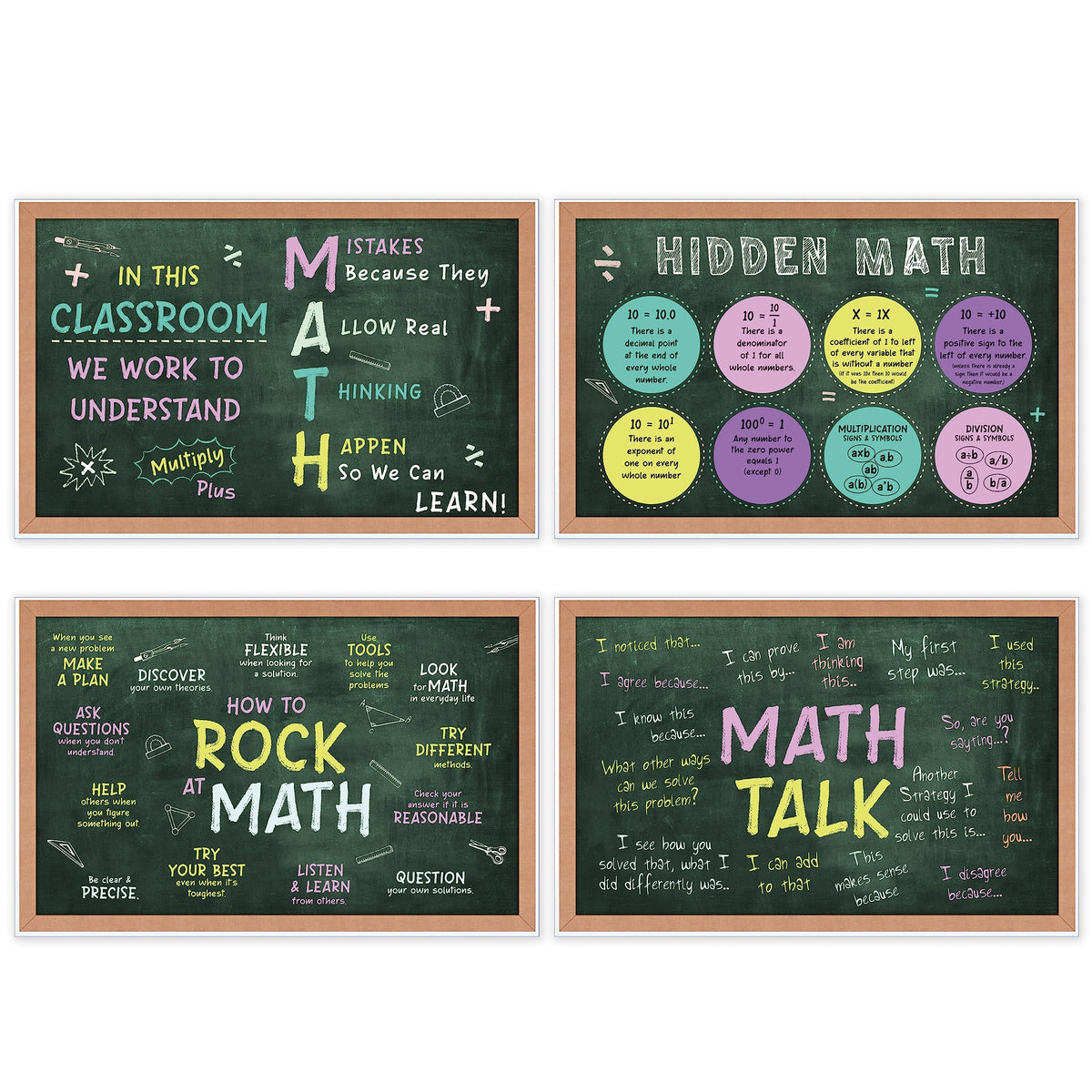 easykart labels 4 Pieces Math Posters Teacher Posters For Classroom Math Posters For Middle and High School Math Classroom Decorations For Teachers Education Mathematics Pediatric Poster Banner