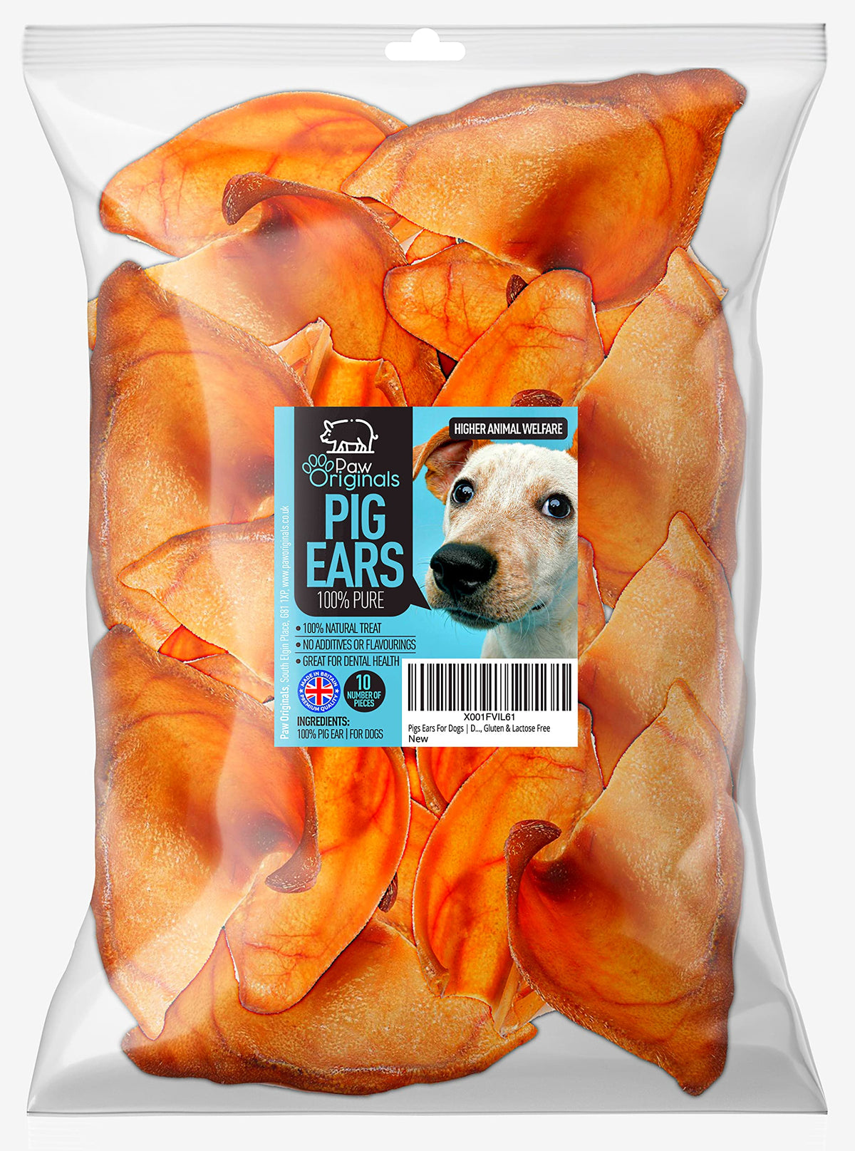 Extra Large Pigs Ears For Dogs | Delicious Tasting Air Dried | 10 PACK | Healthy Treat Chew | Helps Keep Teeth Clean & Gums Healthy| Grain, Gluten Free