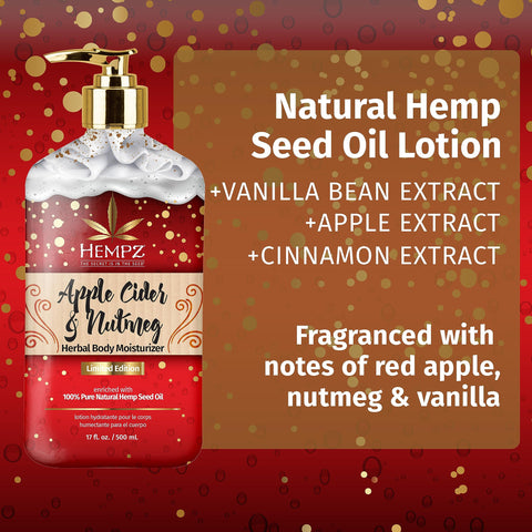 Limited Edition Apple Cider & Nutmeg Herbal Moisturizing Body Lotion (17 oz) - Fall Scented Body Lotion for Women or Men with Dry or Sensitive Skin - Hydrating Moisturizer for Daily Radiance