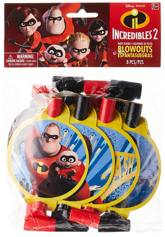 Amscan DisneyÃƒÆ’Ã¢â‚¬Å¡Ãƒâ€šÃ‚Â©/Pixar "Incredibles 2" Blowouts, 8 pcs, Party Favor, One Size, Multicolor