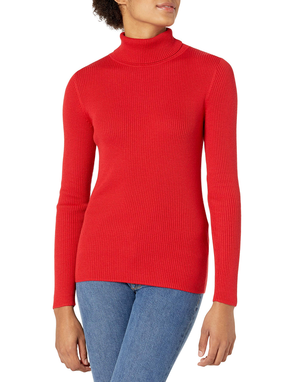 Amazon Essentials Womens Slim-Fit Lightweight Long-Sleeve Turtleneck Jumper, Cherry Red, L