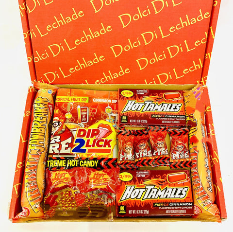 Cinnamon spicy hot American sweets box by Dolci Di Lechlade - Atomic Fireball Hot Tamales