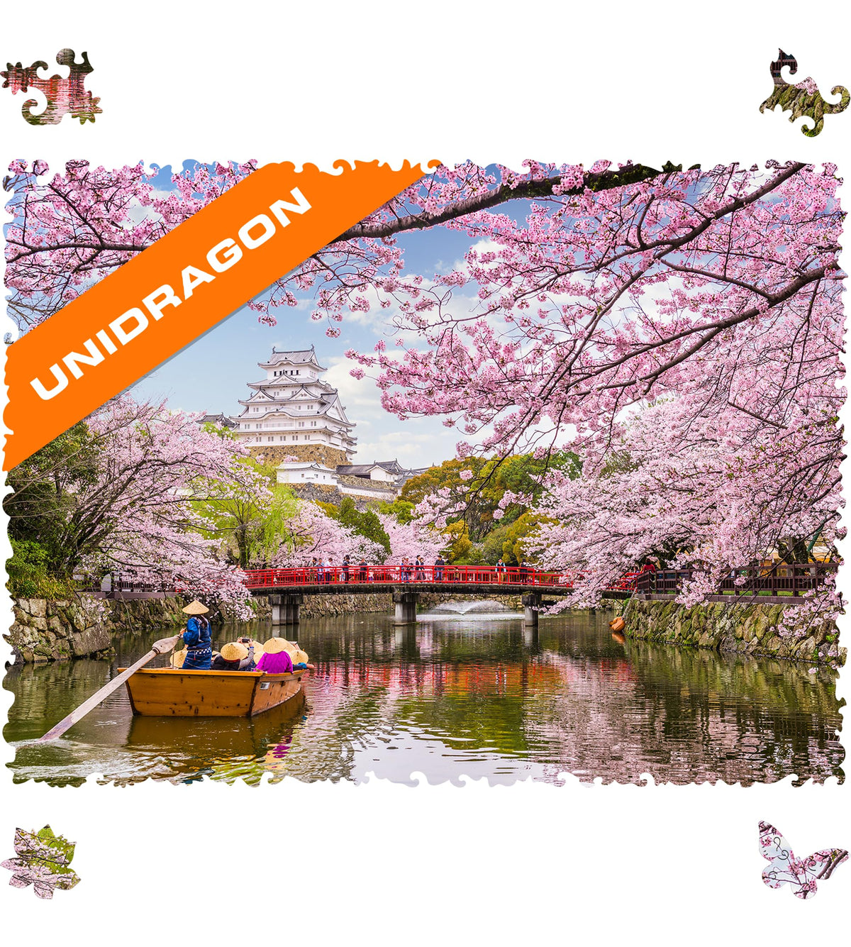 UNIDRAGON Original Wooden Jigsaw Puzzles - Nature Sakura, 500 pcs, King Size 16.9"x11.8", Beautiful Gift Package, Unique Shape Best Gift for Adults and Kids