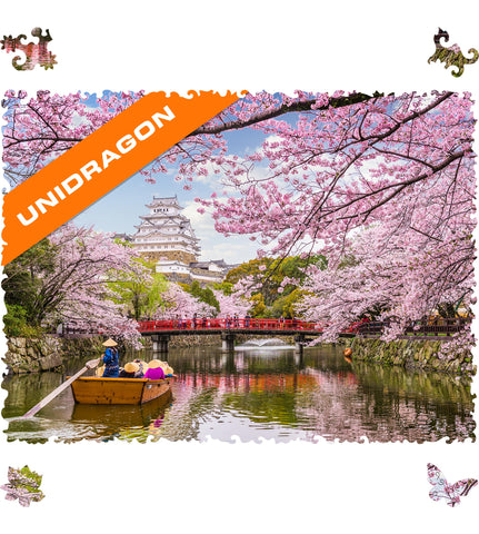 UNIDRAGON Original Wooden Jigsaw Puzzles - Nature Sakura, 500 pcs, King Size 16.9"x11.8", Beautiful Gift Package, Unique Shape Best Gift for Adults and Kids
