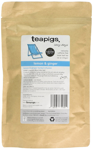 Teapigs Lemon & Ginger Herbal Loose Tea Made With Whole Leaves (1 Pack of 200g Loose Tea)