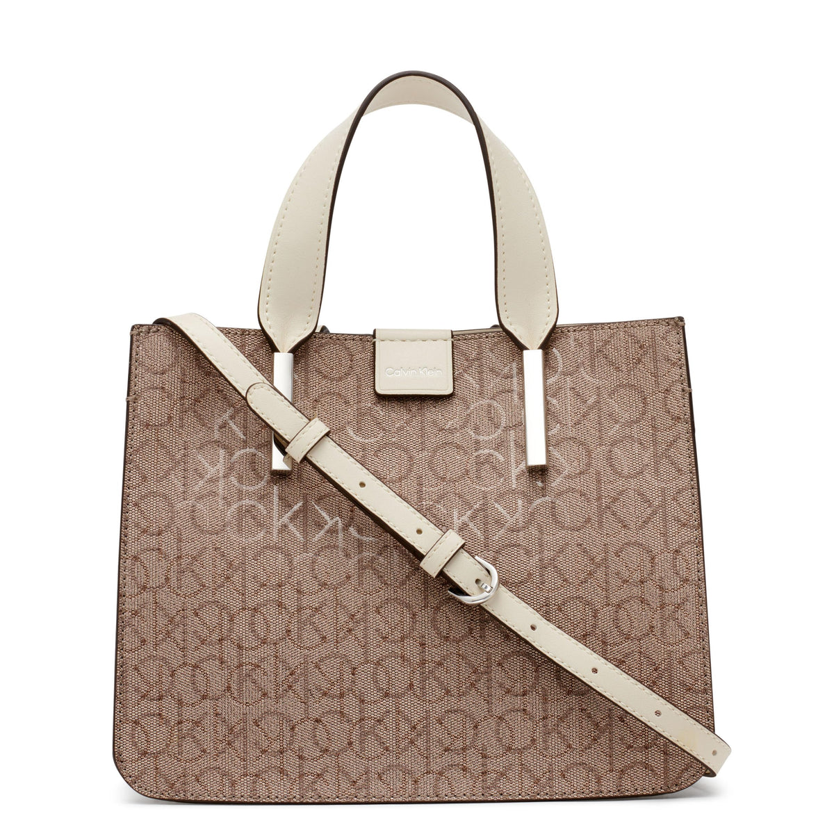 Calvin Klein Audrey Mini Bag Crossbody, Almond/Taupe/White Embossed, One Size