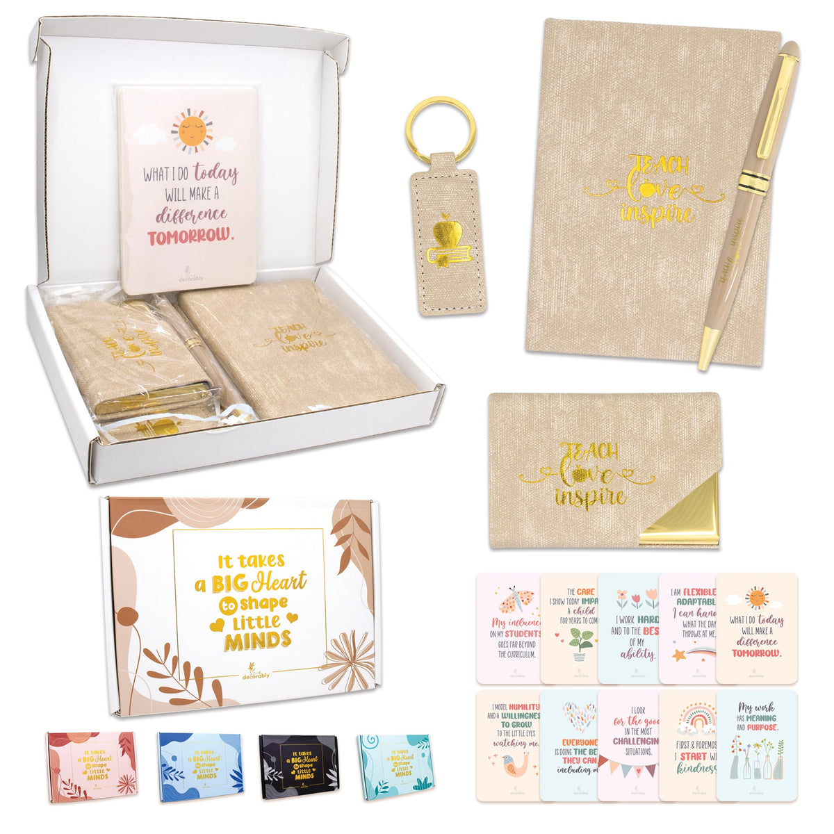 Decorably Teacher Appreciation Gift Set - Bisque Teacher Gift Set, 8.1x5.7x1in Teacher Gifts for Women, Teacher Stationery Gift Set, Gift for Teachers Women, Teacher Appreciation Gifts for Teacher
