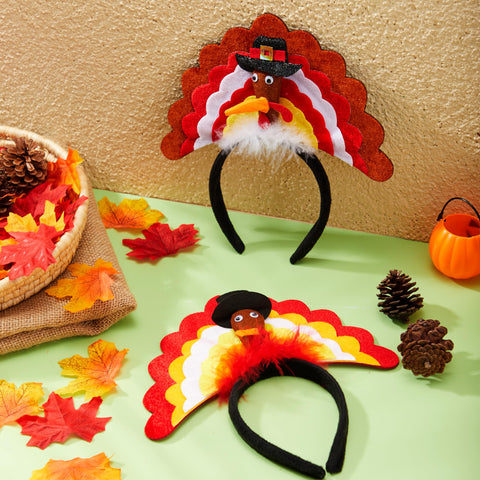 JOYIN 2 Pack Thanksgiving Turkey Headbands Combo Set, Holiday Headbands for Thanksgiving Accessories and Party Favors Accessories (One Size Fits All)