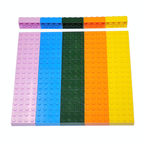 LEGO Parts and Pieces: Assorted 2x4 Bricks (Dark Green, Deep Blue, Orange, Pink, Yellow) - 50 Pieces