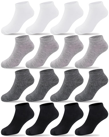 Duufin 16 Pairs Toddler Ankle Socks Kids Socks Toddler Boys Girls Low Cut Socks Half Cushion Toddler Socks, 4-6X