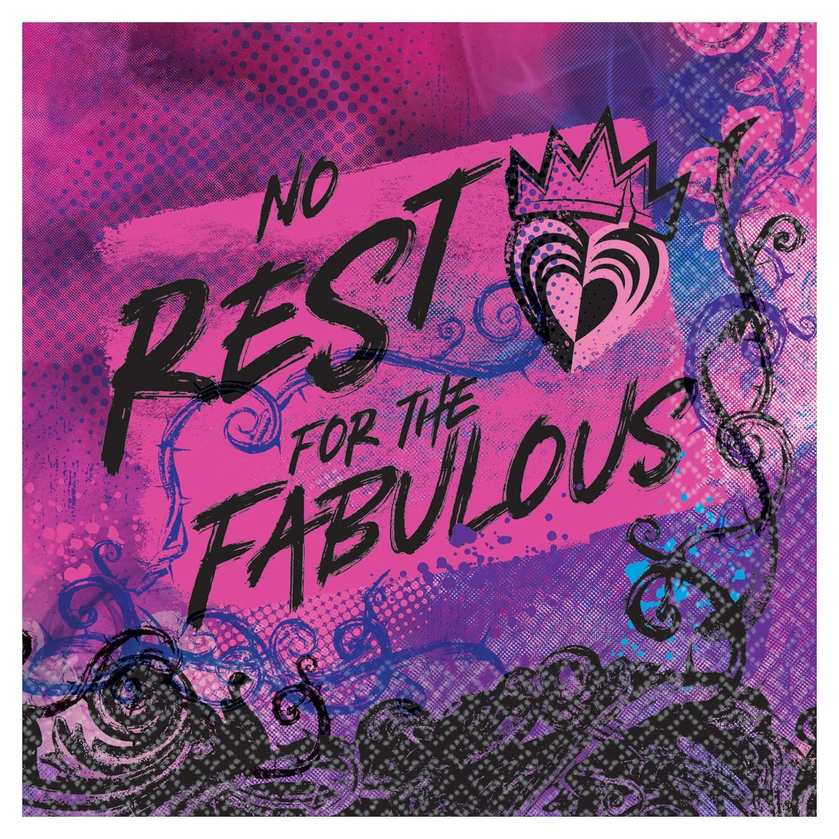 Disney Descendants 3 Beverage Napkins - 5" x 5" (Pack Of 16), Vibrant Multicolor Design, Soft & Absorbent Paper Napkins - Perfect For Themed Parties & Celebrations