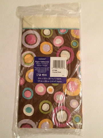 Amscan Cocoa Dots Paper Tablecover 54 in X 102 in