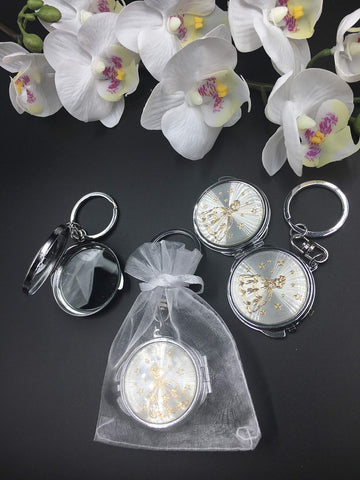 (12) New QuinceaÃƒÆ’Ã‚Â±era Recuerdos. My Sweet 15 Princess Celebration Gifts Silver/Gold Plate Mirror Keychain Party Favor Set With Organza Bags