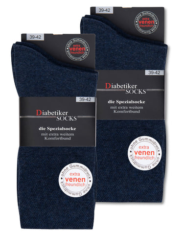 sockenkauf24 6 Pairs Socks with comfortable elastic without rubber & without seam 97% Cotton Women & Men multiple colours (9-11, Denim)