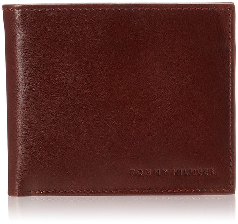 Tommy Hilfiger Men's Leather Passcase Wallet, Tan, One Size