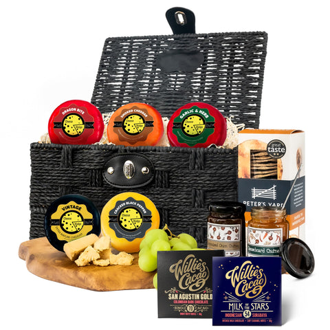 Luxury Cheese Hamper with Chutneys, Crackers and Chocolate | 5 Artisan Cheese Truckles Gift Set | Delivered Chilled