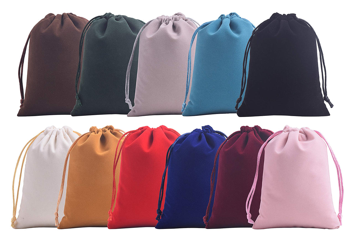 KONMAY 11pcs Velvet Drawstring Bags, Mixed 13.0x18.0cm Velevet Jewellery Pouches for Gifts, Party Favors