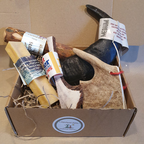 Antlers, Olive Wood, Buffalo Horn, Yak Variety Mixed Box. Long Lasting Chews (Medium)