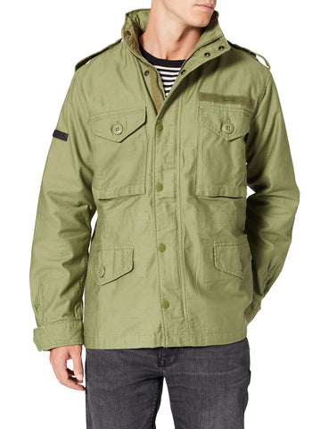 Superdry Mens Crafted M65 Jacket, Popper And Zip Fastening, Popper Cuffs Lieutenant Olive Size Xs