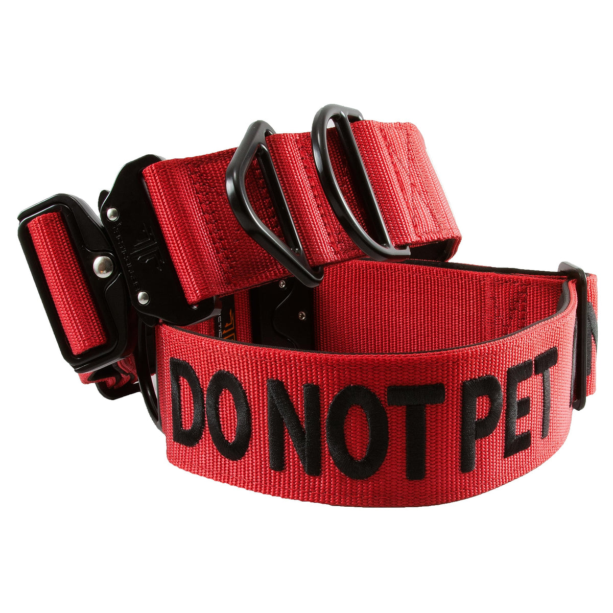 Tacticollar - DO NOT PET, 2 inch Nylon Collar for Medium and Large Dogs, Neoprene Padded Inside, Communicate Your Dogs Needs to Prevent Accidents (Red/Black, Medium 2" Wide)