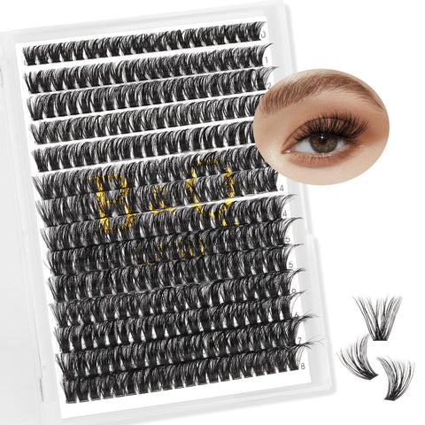 Lash Clusters Individual Lashes B&Q Lash 280 PCS Eyelash Clusters False Eyelash 35D 45D Lash Extension Fluffy Natural Cluster Eyelash Extensions DIY Eyelash Extensions at Home (RR280-55D-D-10-18MIX)