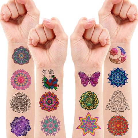 Generic 100PCS Mandala Temporary Tattoos - Indian Decorations Themed Stickers for Boys and Girls Birthday Party Supplies, Decorations, Favors, and Prizes - Cute Gifts