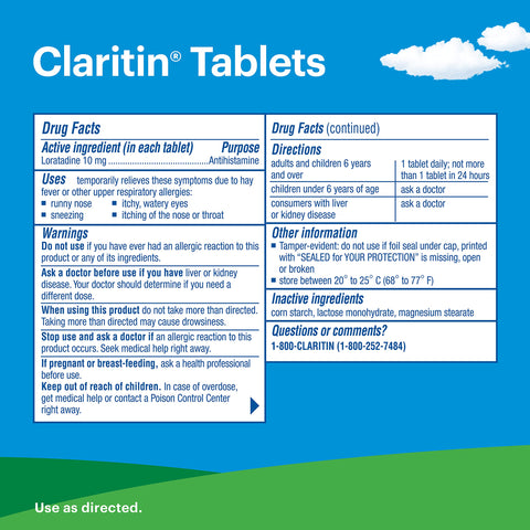 Claritin 24hr Non-Drowsy Allergy Relief, Loratadine Tablets - 100ct