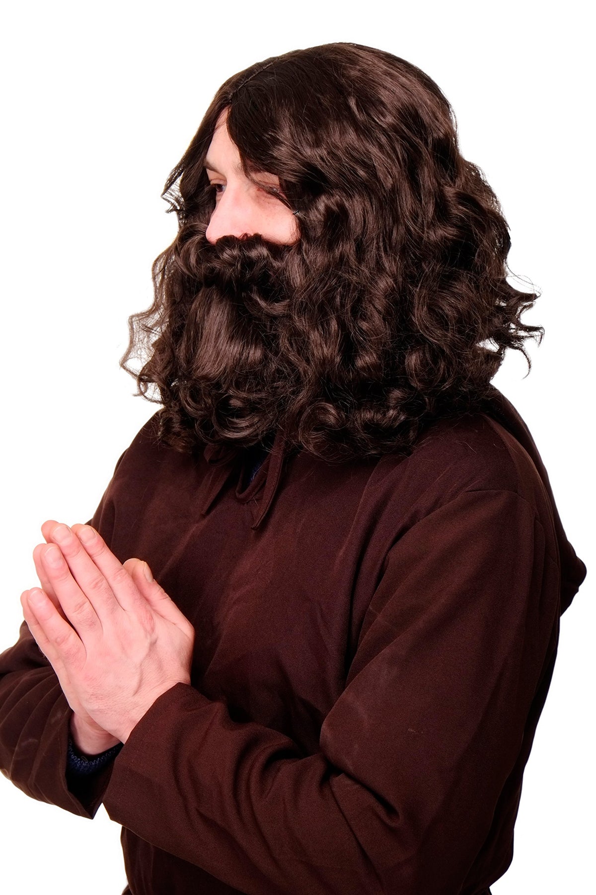 WIG ME UP - Party/Fancy Dress/Halloween brown Wig & Beard MOSES Prophet Messiah Hippy Hipster Monk