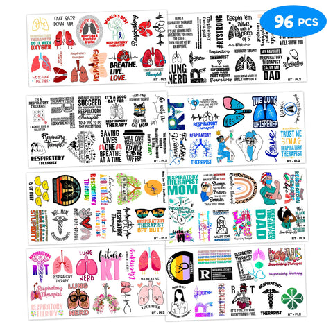 (96PCS) Best Respiratory Therapist Care Week Temporary Tattoos Birthday Themed Party Supplies Decorations Favors Cute Funny Lung Nerd Stickers Tattoo Gifts for Kids Girls Boys Women Decor Class Reward