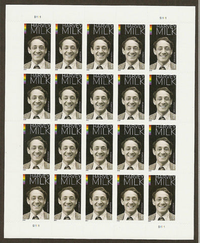 USPS Harvey Milk Full Pane of 20 Forever Stamps Scott 4906