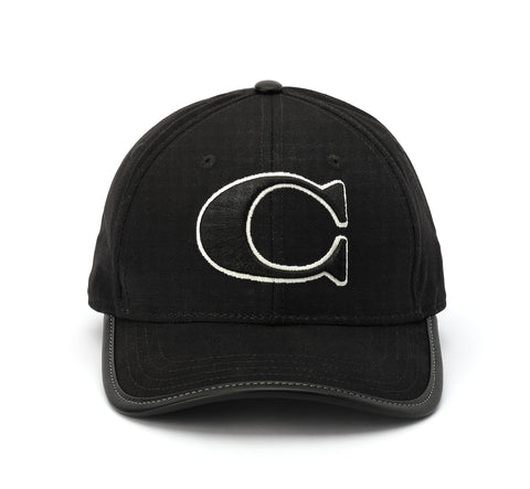 COACH Women's Standard C Cotton Canvas Baseball Hat, Black, X-Small/Small