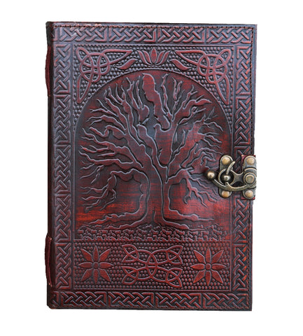 BnB 8" Blank Leather Journal large diary travel writing pad sketch book gift for kids school notebook fancy journal without lines with Clasp lock