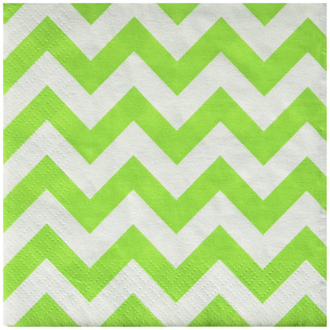 Disposable Chevron Print Beverage Napkins Tableware, 16 Pieces, Made from Paper, Kiwi Green, by Amscan