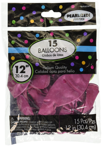 Bright Pink Pearl Latex Balloons - 12" (12 Packs Of 15) - Ideal For Elegant Celebrations & Events, Weddings, Birthdays & Anniversaries - (180 Pcs.)