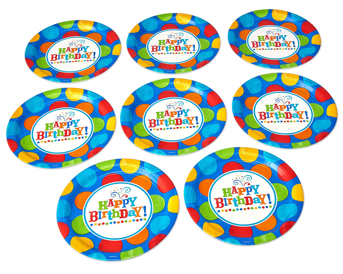 American Greetings Birthday Fever Fun Party Supplies, Round Paper Dinner Plates (8-Count)