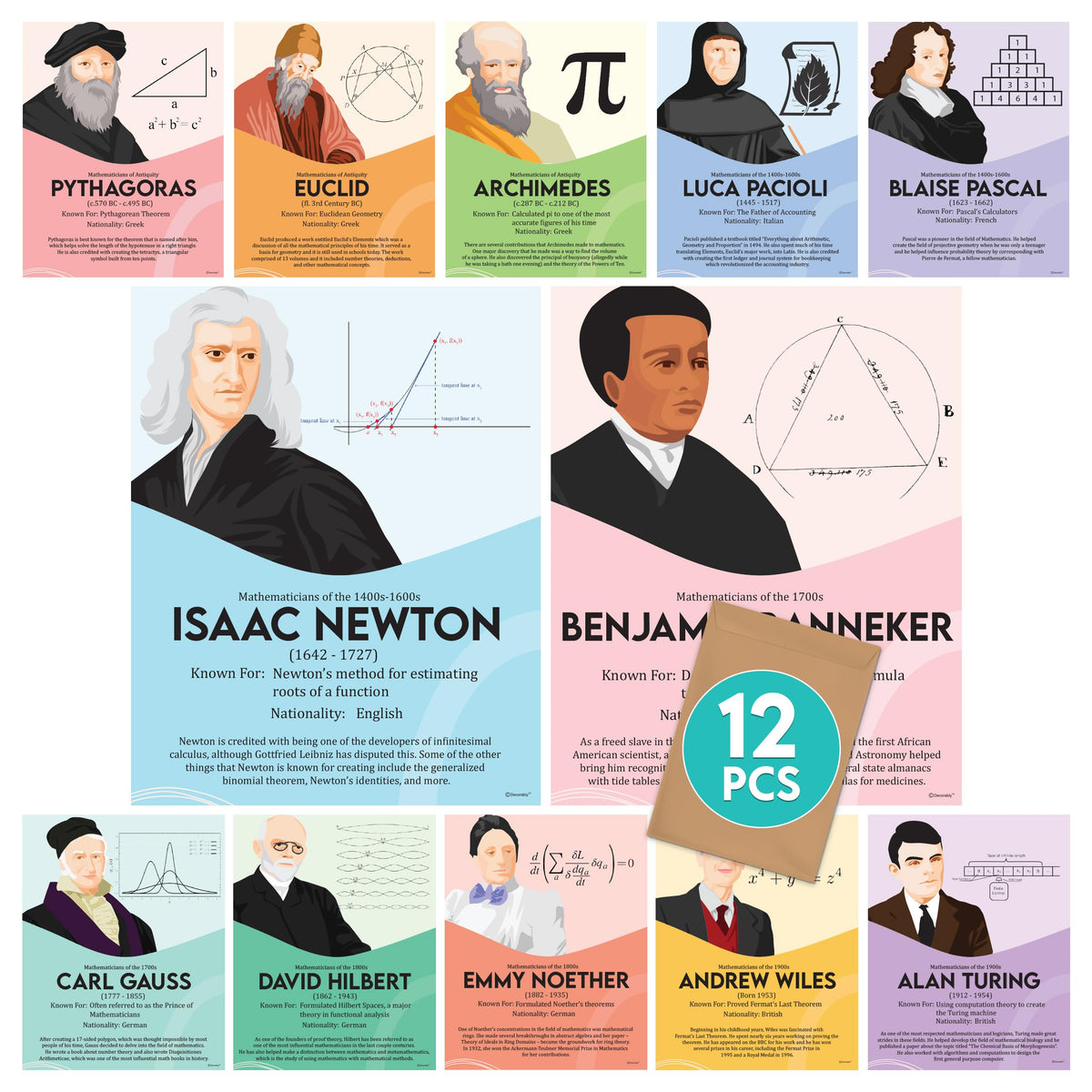 Decorably 12 Math Posters for High School Classroom, 11x14in High School Math Classroom Decor, Math Posters for Middle School, High School Math Posters, Math Classroom Posters, Math Poster