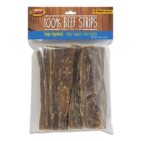 Cadet 100% Beef Sticks Dog Treats - Long-Lasting, Healthy & Natural Beef Esophagus Treats for Small & Large Dogs - Low Calorie & High Protein Dog Chews - Medium (10 Count)
