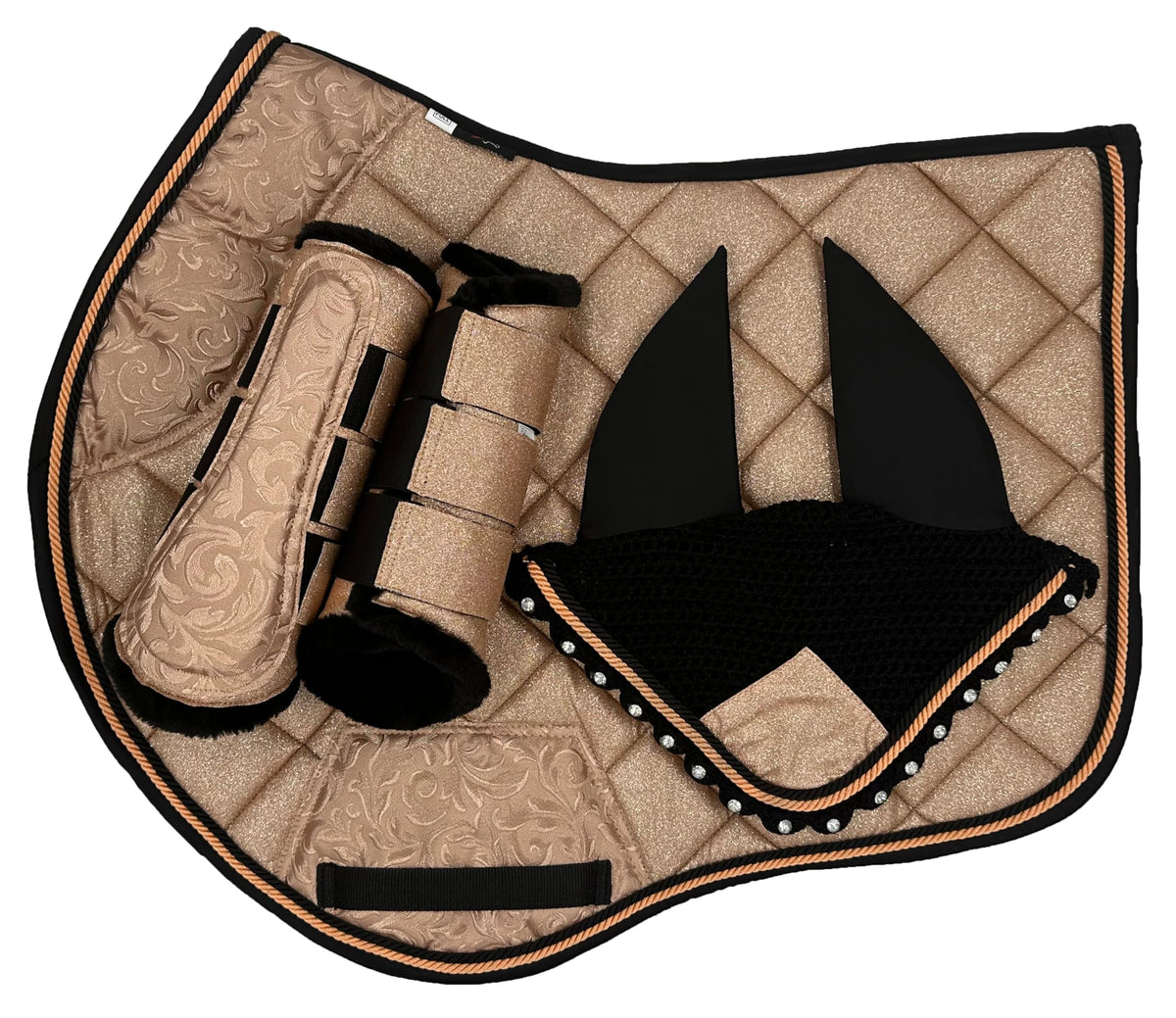 BRIAN AND COMPANY ITALY Glitter Saddle Pad Set (Rosegold, Full)
